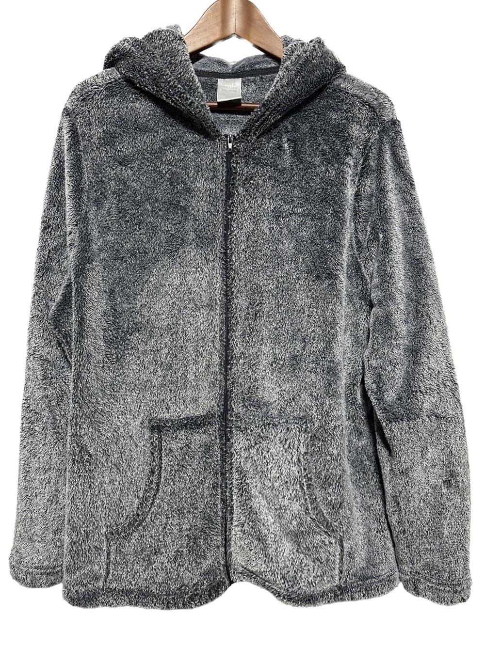 PEACE LOVE & DREAMS | Plush Zip Hooded Fleece Cozy Lounge Jacket Comfy XXL